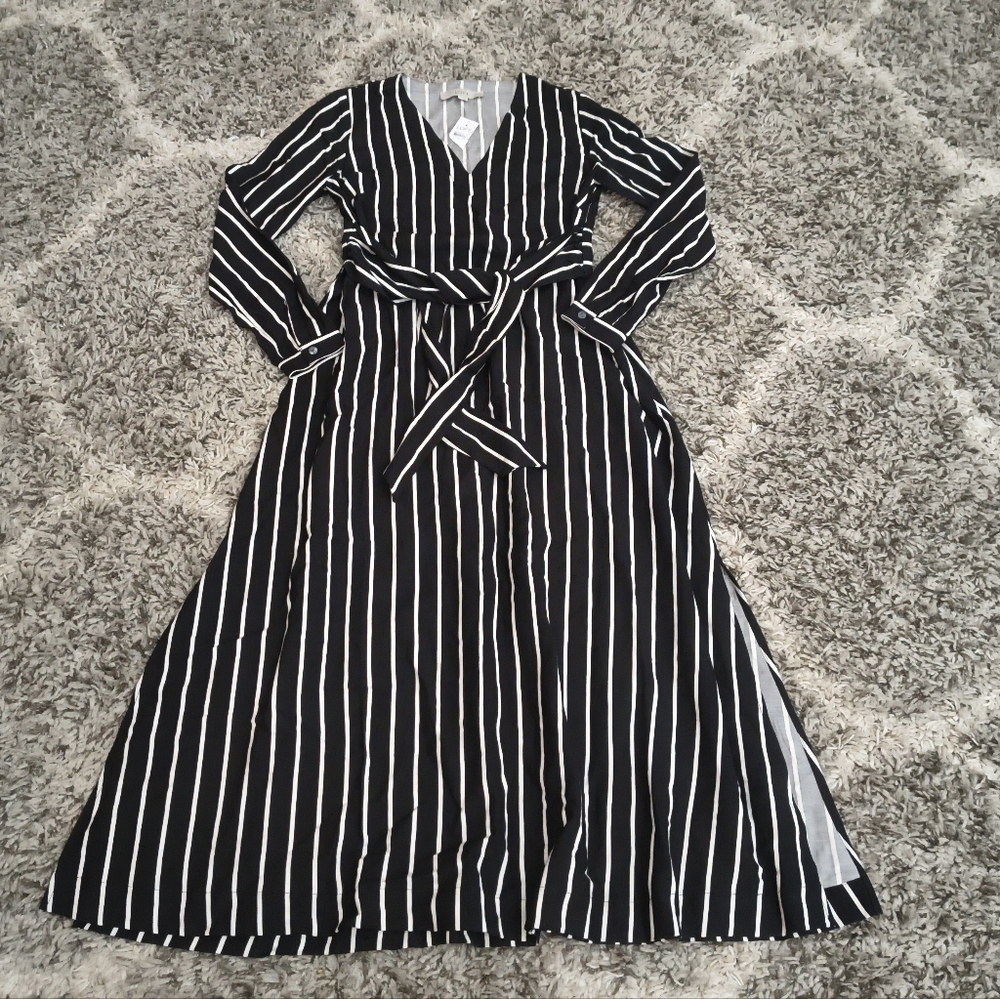 Loft Striped Tie Waist Midi Dress - Picture 3 of 6